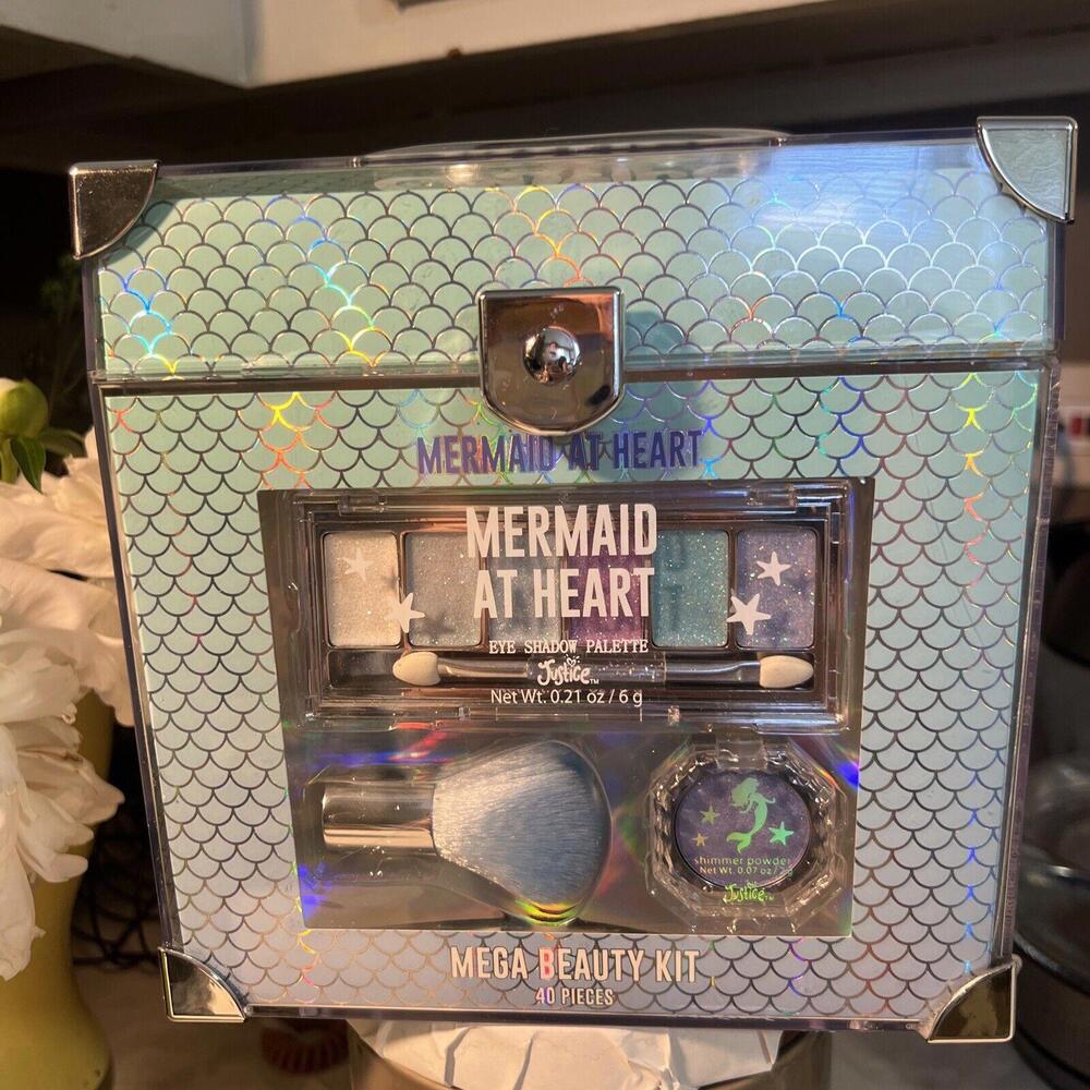 NWT Justice Girl's MERMAID AT HEART  mega beauty kit makeup set RARE